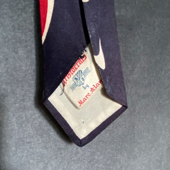Vintage Aristocrats by Marc Alan Tie with Flame Motif Red & Navy - Picture 2 of 9